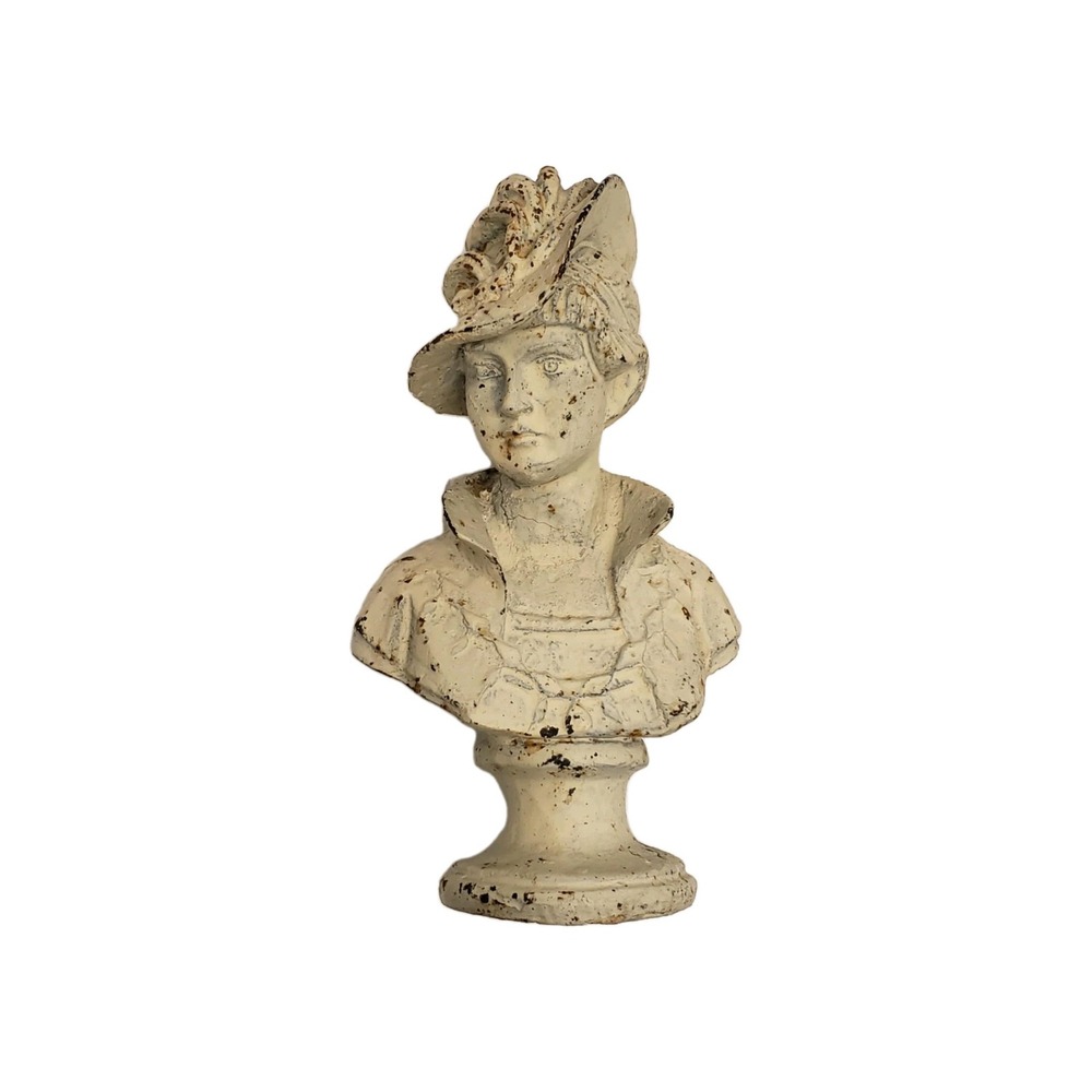 Late 19th Century After Paul Duboy  Lady In Plume Hat Cast Iron Bust-France